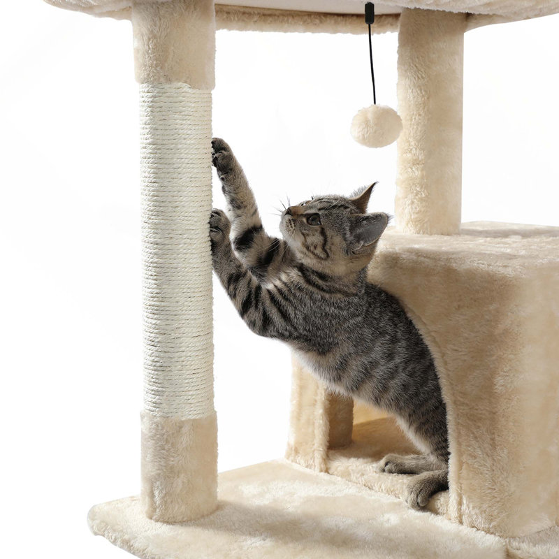 Tour pour chat d'intérieur à plusieurs niveaux avec grand hamac, poteaux à griffer, condo confortable et perchoir supérieur