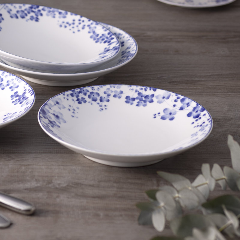 Ensemble de 4 bols à pâtes à rebord bleus Noritake Bloomington Road, 9,25 po, 26 oz