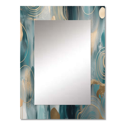 Green Gold Marbled Meditations V - Marble Decorative Wall Mirror, Modern Mirror, Printed Metal Art