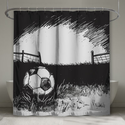 Rideau de douche Soccer - Décoration de salle de bain sport industriel