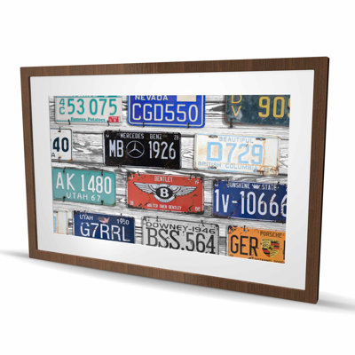 Vintage Plates Registration - Car Typo Framed Matted Print