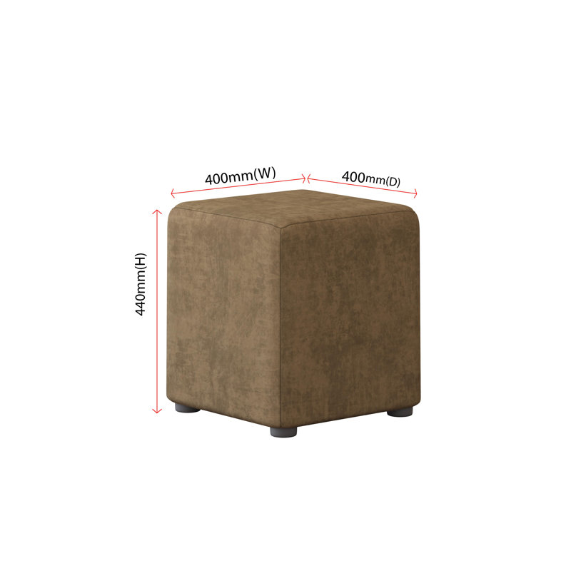 Aliete Accent Stool, Velvet, Bark Dark Brown