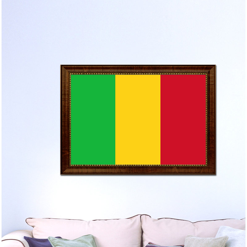 « mali country flag », impression sur toile encadrée, H 15 po x l 21 po x P 1 po, Brun