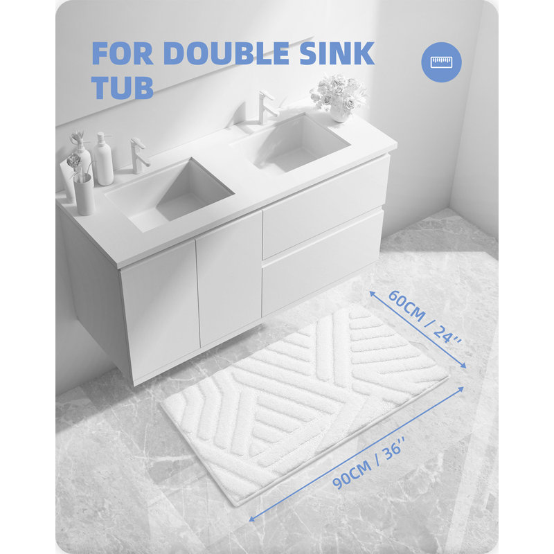 Tapis pour salle de bain Ibnou, L 36 po x l 24 po, Blanc