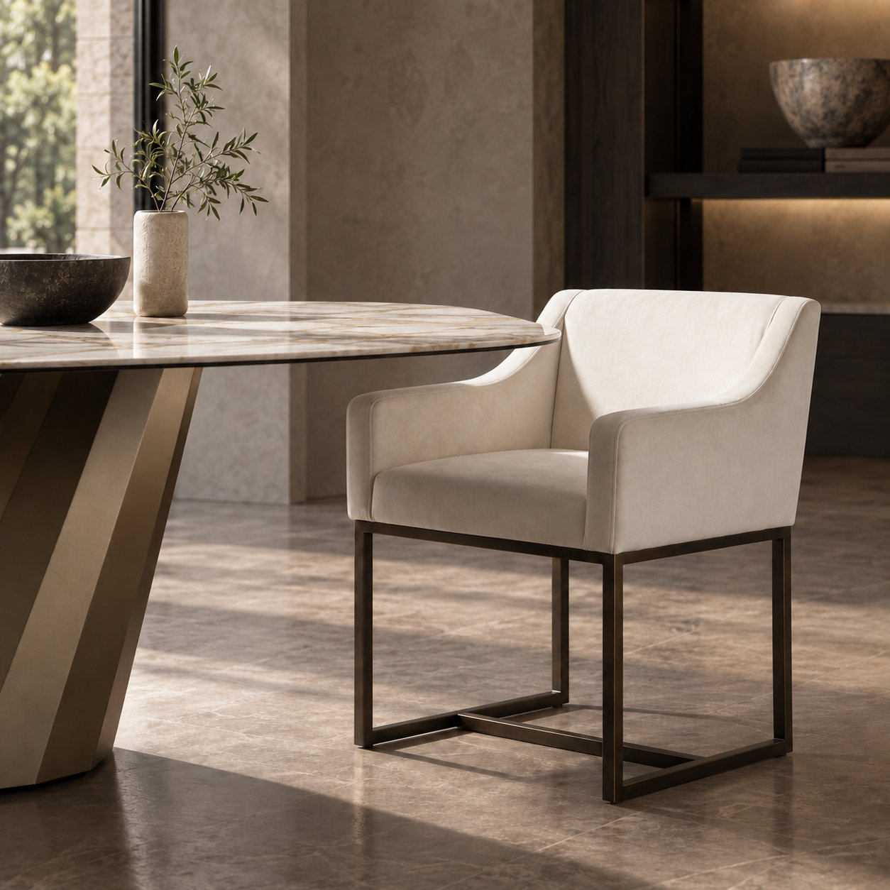 Teddy Dining Armchair, Beige