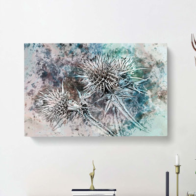 Thistle Flower in Abstract - Wrapped Canvas