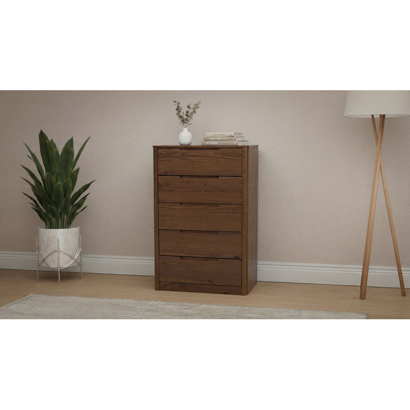 Kirsty Solid Wood 5 Drawers Chest Brown