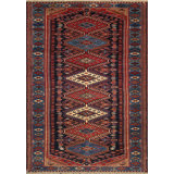 Yalameh Hand Knotted Wool Geometric Area Rug in Navy