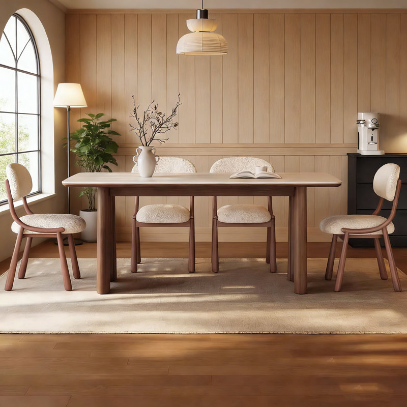Table Mid-Century blanche en pierre frittée mate, H 29,5 po x L 55,1 po x l 31,5 po