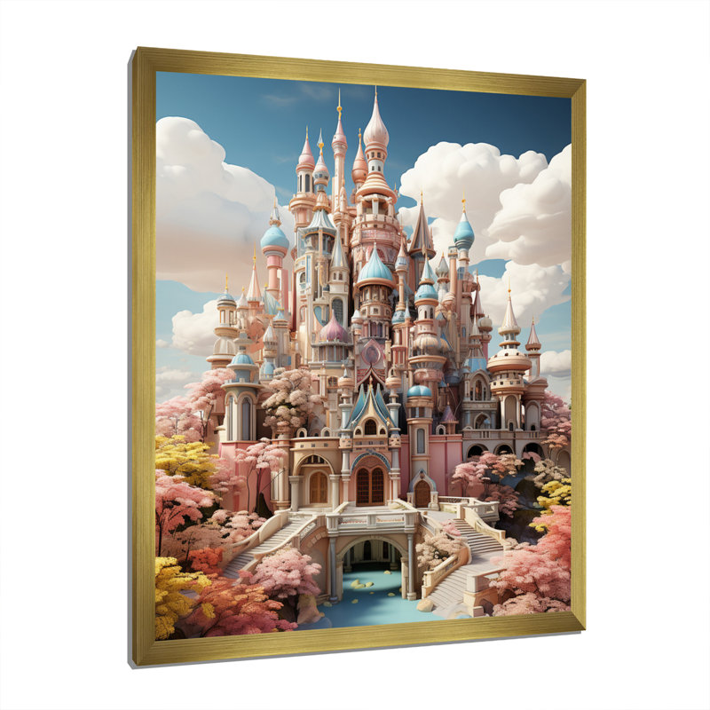 «Fayia Castles Whimsical Wonder Pastel V», reproduction, H 32 po x l 24 po x P 1 po, Encadrement doré