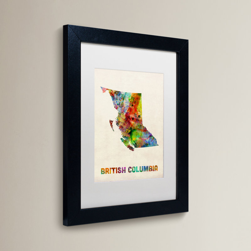 « british columbia map », impression encadrée, H 20 po x l 16 po x P 0,5 po, Blanc