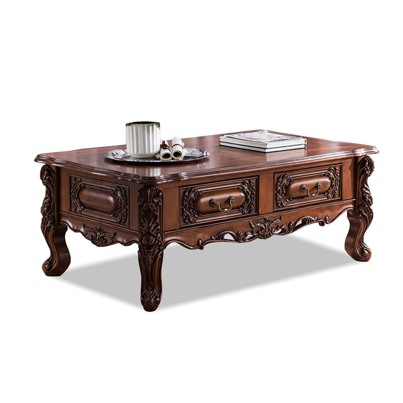 Brown Solid Wood Rectangular Coffee Table, 20.47" H x 62.99" W x 35.43" D