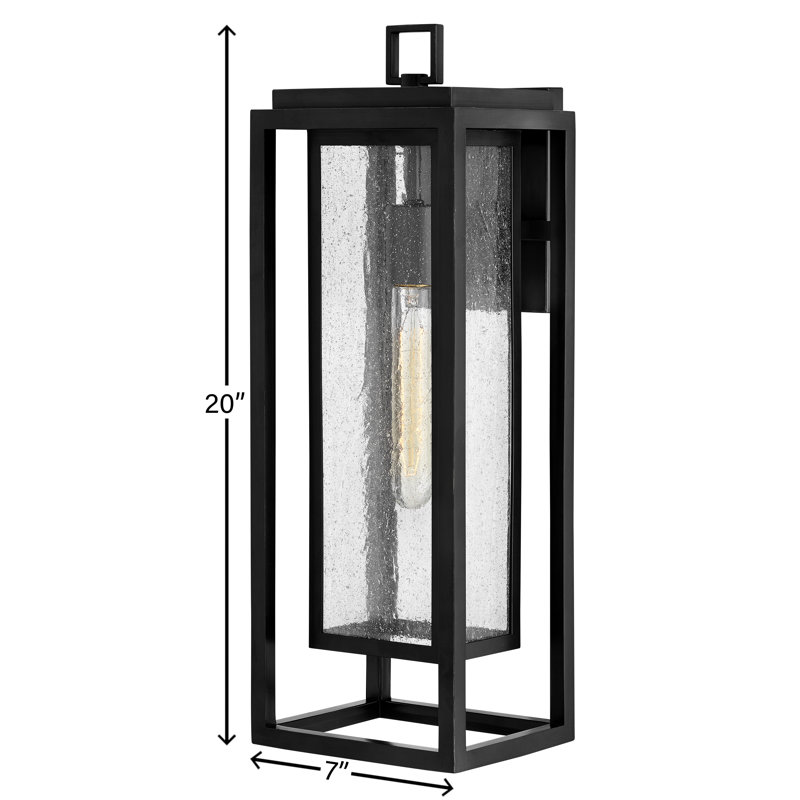 Medium Wall Mount Lantern, Black, 20" H x 7" W x 6.75" D