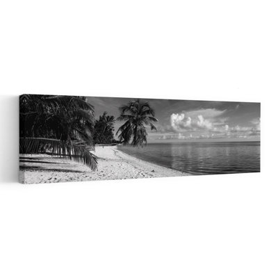 Palm Trees On The Beach, Matira Beach, Bora Bora, French Polynesia Tranquil Abstract Contemporary Palm Tree Beach Nature Wall Art