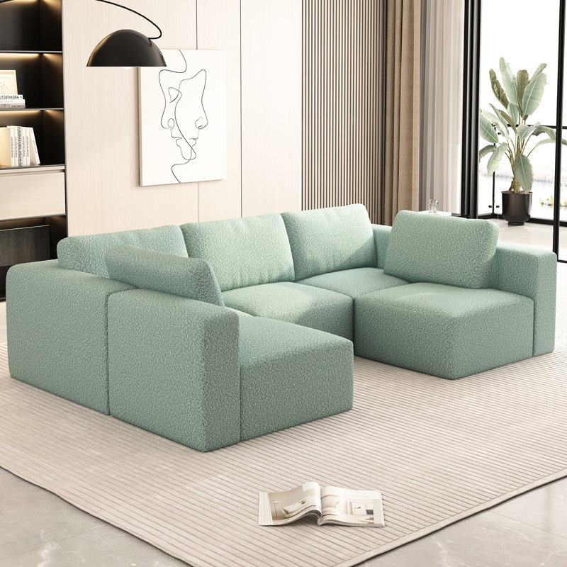 Modulaire en U avec méridienne et. Canapé-lit en mousse à mémoire de forme compressée. Canapé-lit modulaire à installation simple. Personnalisable. Printemps. Non requis pour le confort