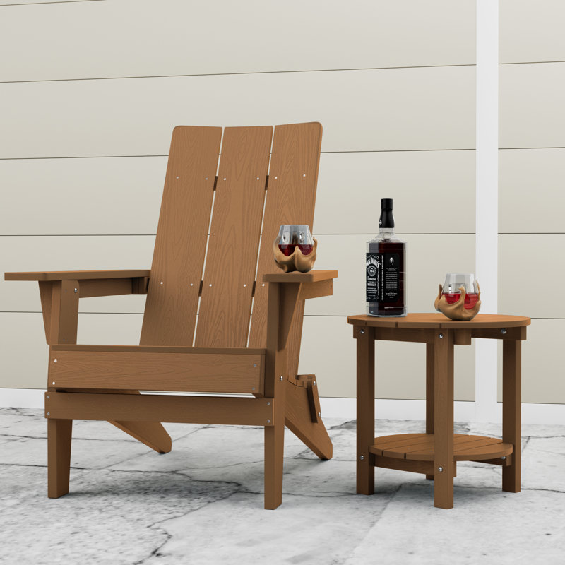 Foldable Outdoor Adirondack Set, Brown