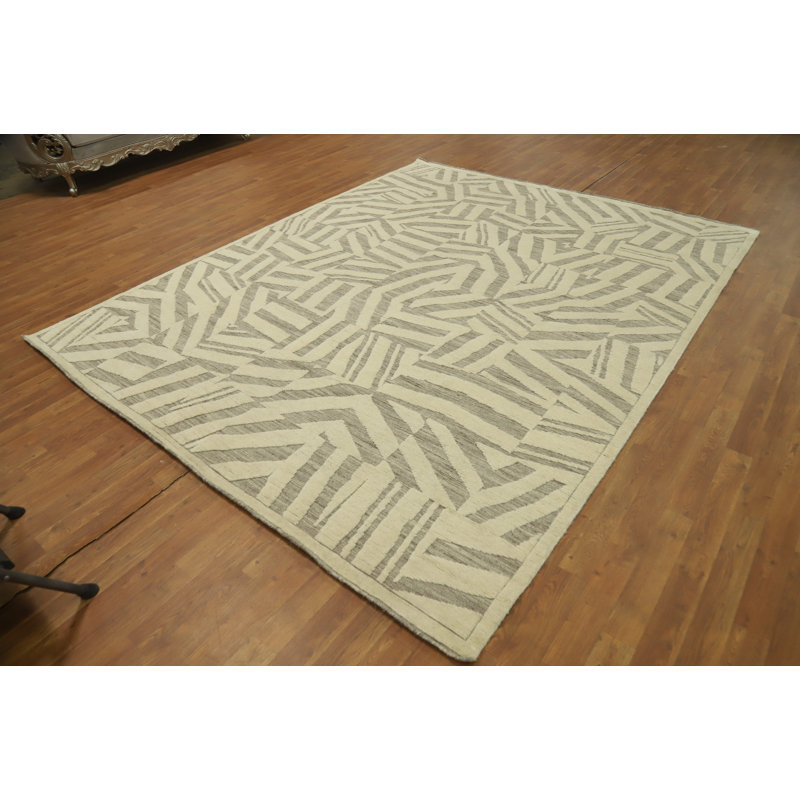 Tapis indien en laine à motif de tons de terre 8 x 10