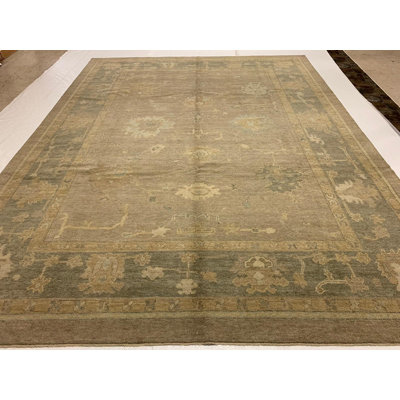 Tapis turc Oushak rétro noué à la main de conception unique 9 pi 1 po x 12 pi 0 po Anatolian
