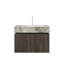 Meuble-lavabo 24 po, armoire de rangement en contreplaqué flottant avec 2 portes, comptoir en pierre frittée gris clair et lavabo en céramique avec 1 trou de robinet pré-percé, pré-assemblé, couleur grain de bois espresso-556907163