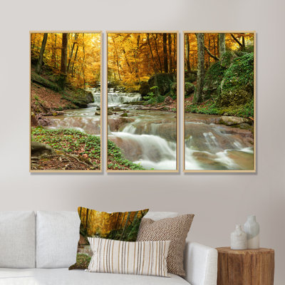 Crystal Clear Creek In Mountains - Landscape Framed Canvas Wall Art Set Of 3 -  Millwood Pines, D6139C2B03DE482AA313DA76EAF4FC43