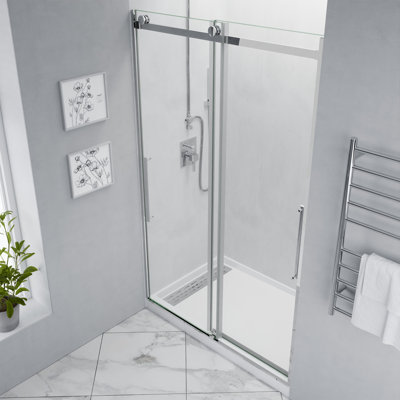 Porte de douche coulissante double sans cadre l 60 po x H 76 po Stellar