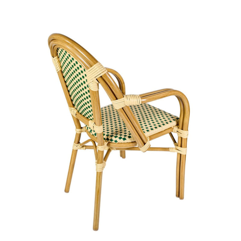 french Set Includes 40" Table and 4 Chairs with Arms by Chivari, Beige/Green