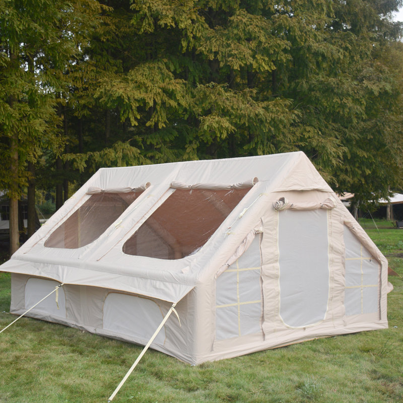 Tente de camping gonflable avec pompe, Beige