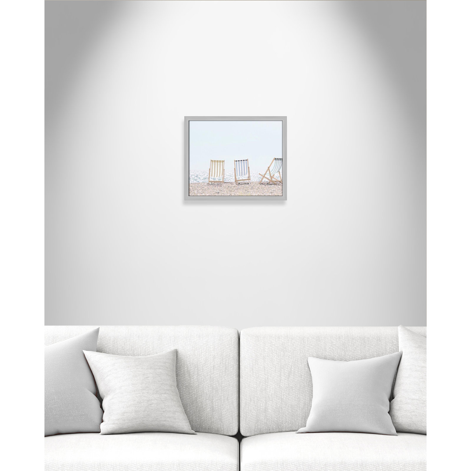 Adriatica "Beach Chairs" Print by Leah Straatsma, Matte Silver, 16" H x 19" W x 1.25" D