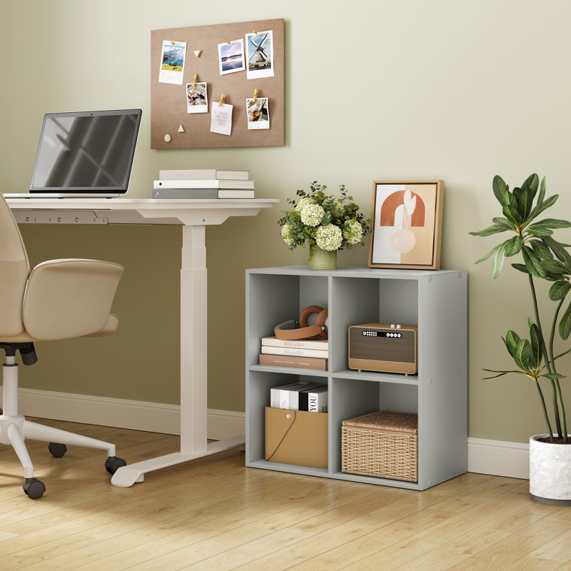 Cube Bookcase, Grey, (2 Shelves) 59.8cm H  x 59.6cm W  x 29cm D