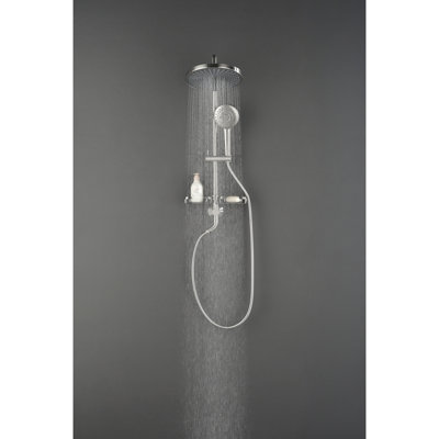 Shower Compilation With 10" Natural Rain Showerhead, 4 Hand Shower, Adjustable Slide Bar And Soap Dish In Brushed Nickel Showerhead Package Bar, Bathroom