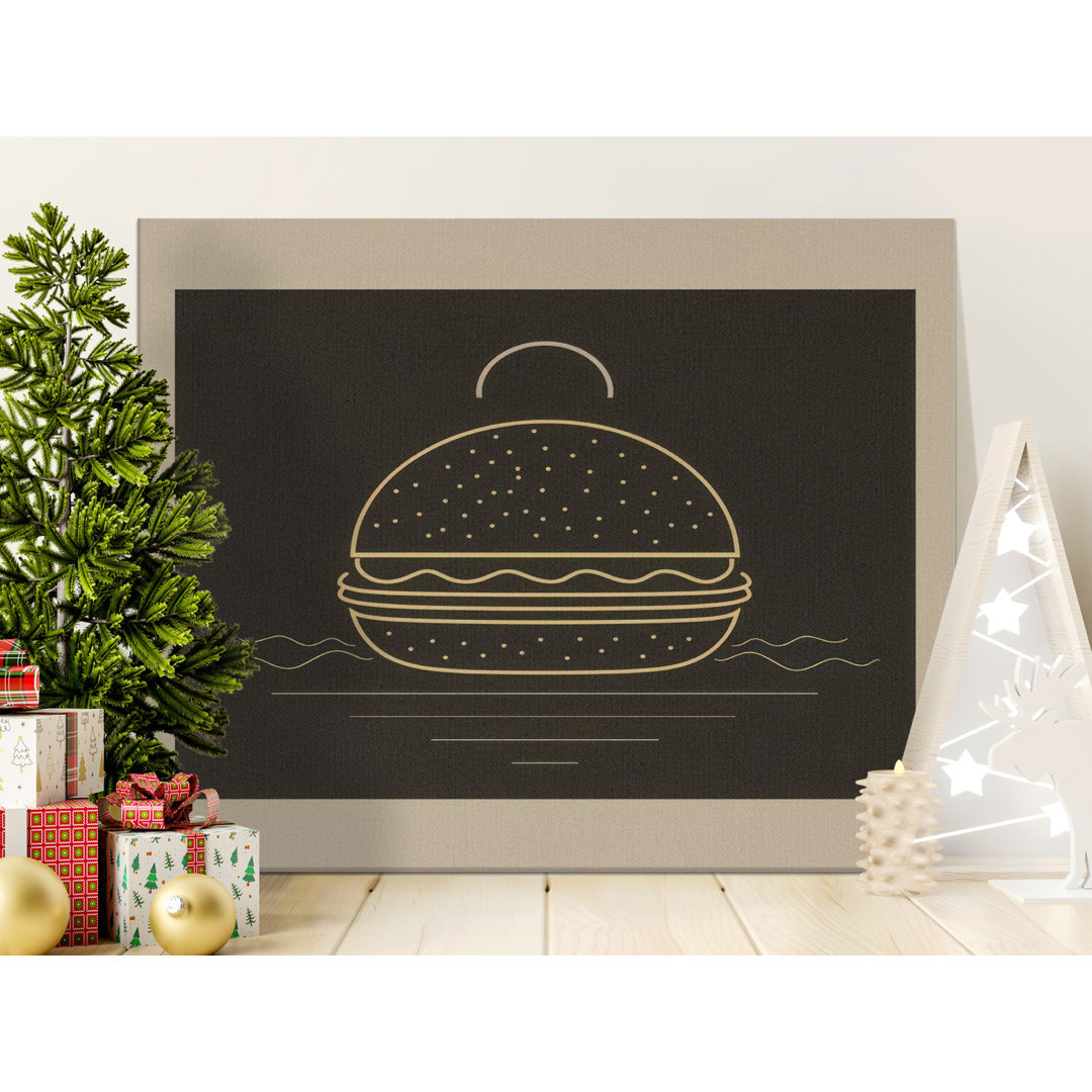 Modern Minimalist Gold Hamburger Wall Art