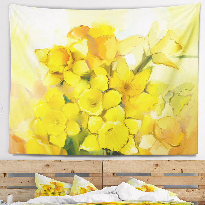 Bouquet de fleurs de narcisses jaunes, H 32 po x l 39 po