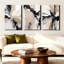 3 Piece Black Beige Abstract Canvas Prints Pictures, Neutral Modern Paintings 40x60 cm