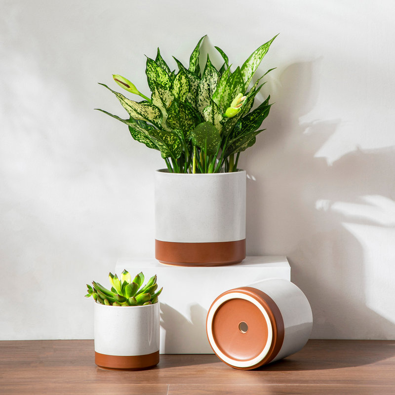 ZTHPOT Ceramic Pot Planter, Khaki