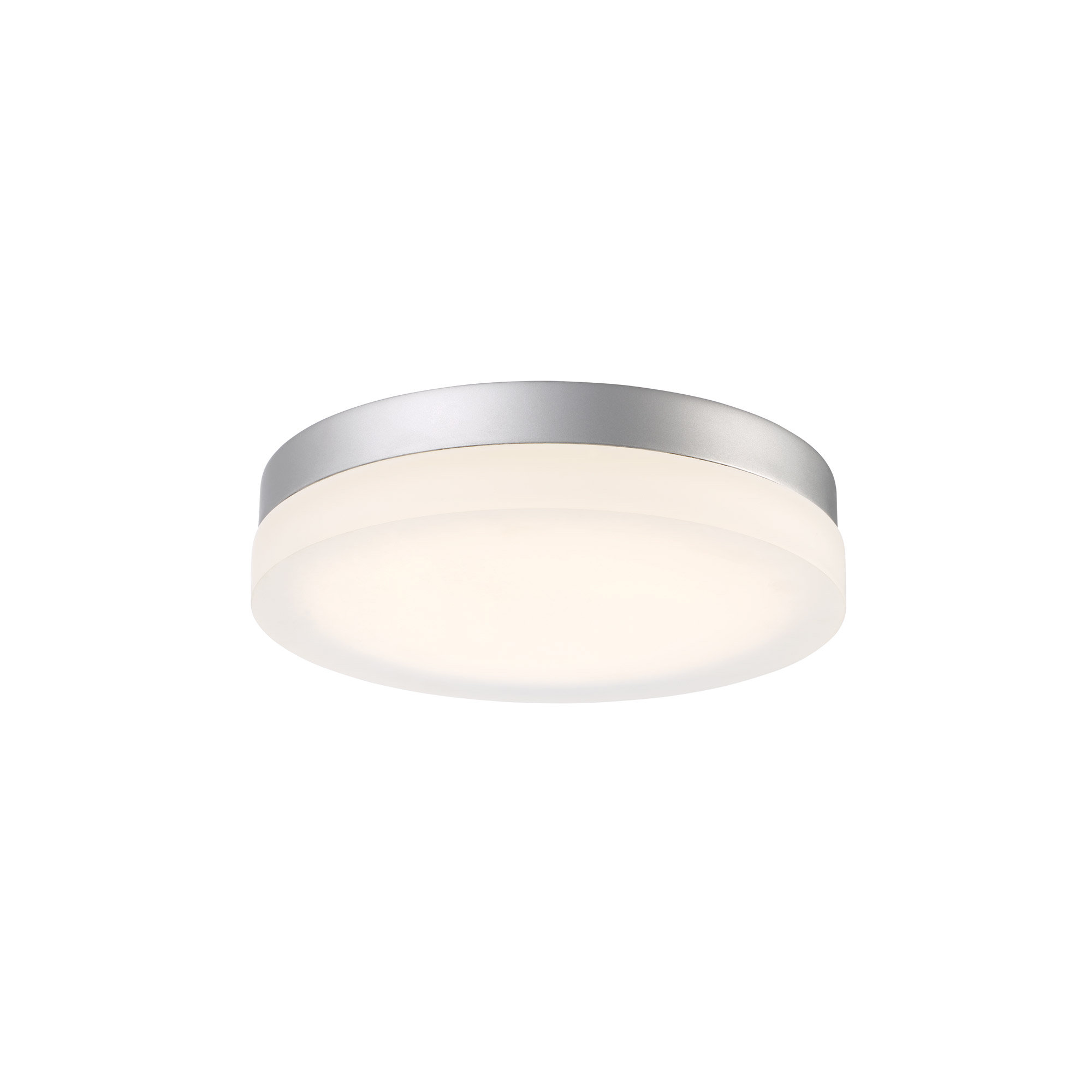 Single Light Glass LED Flush Mount, Titanium, 2.5" Hx 14" W x 14" D, 3500K