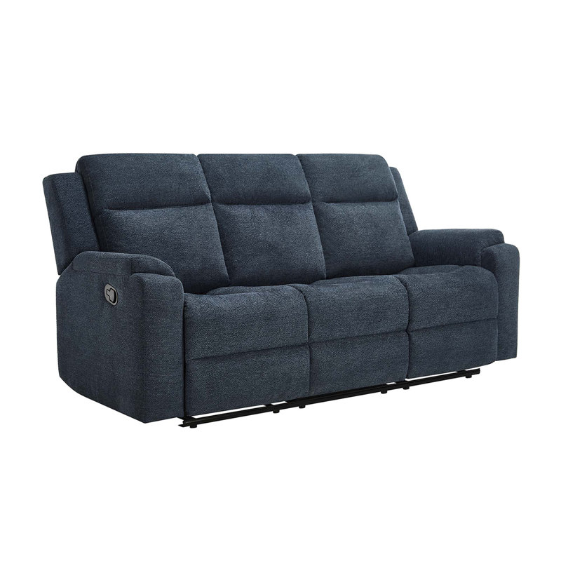 3 Seater Chenille Reclining Sofa, Blue