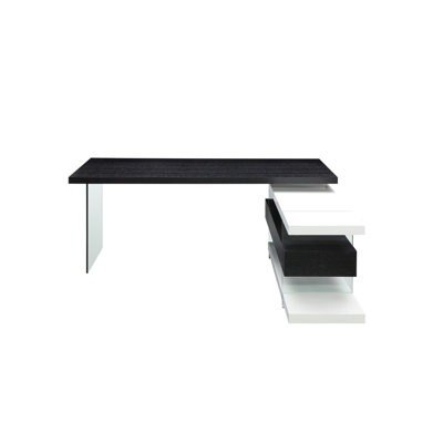 Asotin L-Shaped Glass Base Executive Desk