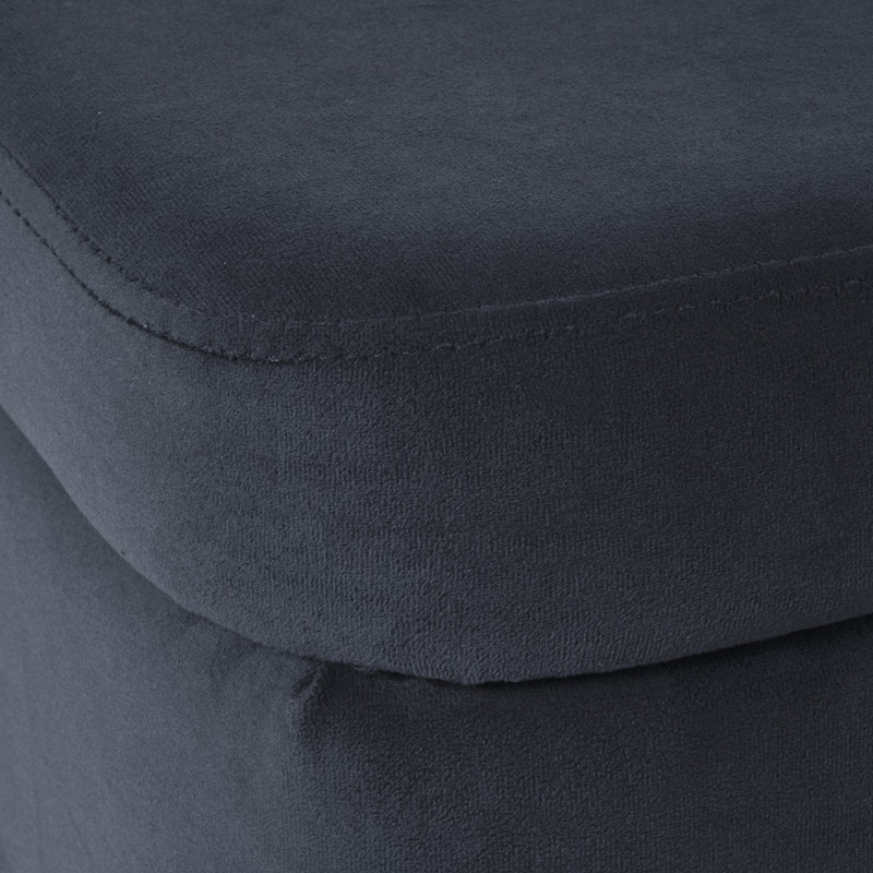 Banc de rangement rembourré Ameelya, Velours bleu