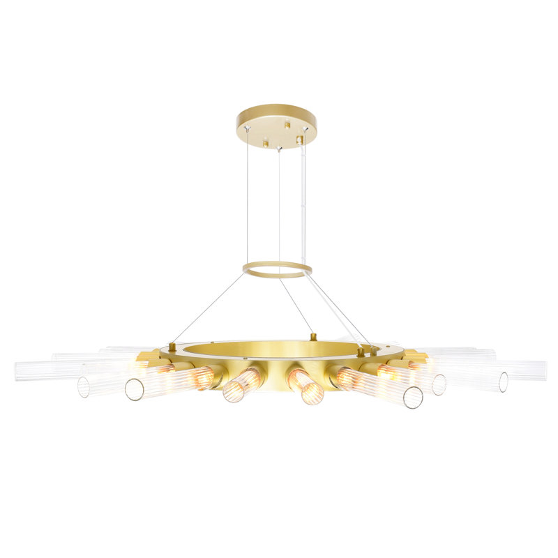Lustre en roue de chariot unique à 21 lumières avec détails en cristal Litchford