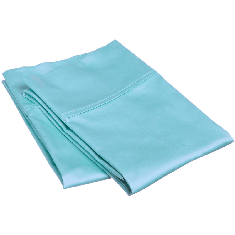 Ensemble de taie d'oreiller en coton certifié égyptien - 300 fils de couleur unie, Standard, Sarcelle