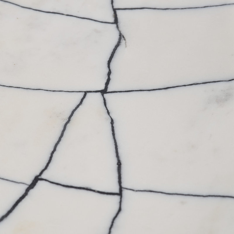 Tratto Rectangular White Marble Decorative Tray, White