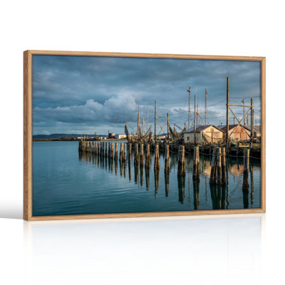 Waterfront Dock Canvas Wall Art Oil Painting Print Set Of 1
