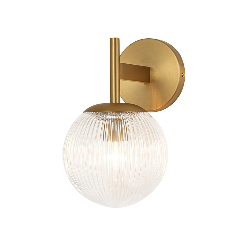 Contemporary Glam 3-Light Dew Fluted Glass Linear Armed Vanity Light, 1 Light, 10.6" H x 6.4" W x 8.1" D