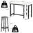 Bar Table Set For 2 With Storage Shelves, 4-Tier Faux Marble Bar Height Table With 2 Grey Velvet Upholstered Stools, Modern 3-Piece Dining Table Set Of 2 For Kitchen, Home, Studio, Office