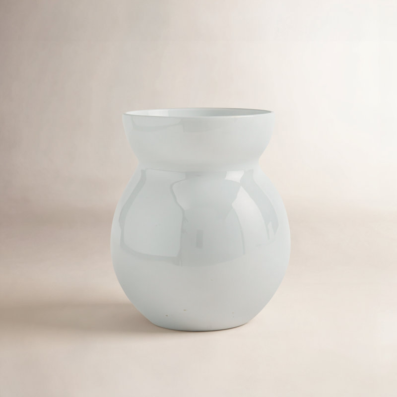 Guliana Handmade Glass Table Vase, Light Blue, 8" H x 6.75" W x 6.75" D