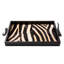 Leather Rectangle Tray W/ Zebra Inlay - Springbok Horn Handles