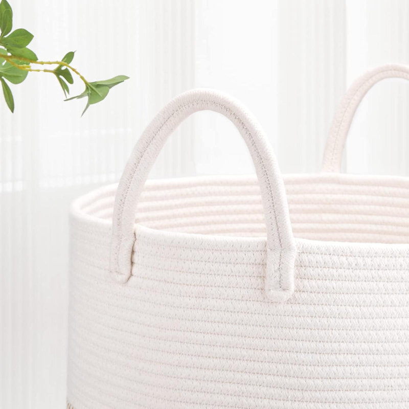 Laundry Basket with Handles, White/Light Grey/Dark Grey
