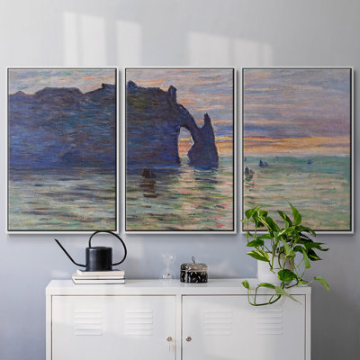 Etretat, Sunset, 1883, reproduction d'art encadrée sur toile 3 pièces