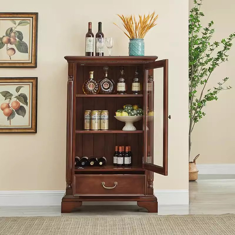 Maroon Solid Wood+Glass Display Cases