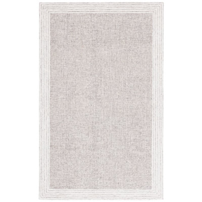Lauren Ralph Lauren Hand Tufted Wool Cotton Bordered Rug in Dark Grey/Ivory